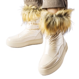 Big Star Botas de neve com isolamento bege e pele MM274380