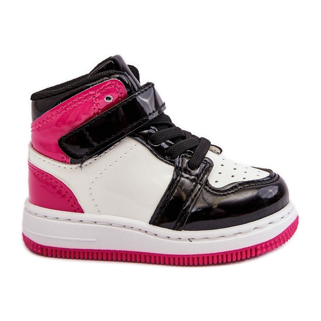 Calçado desportivo infantil envernizado rosa e branco Milara
