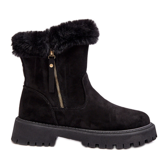 PE1 Botins femininos de camurça com pele, Hasiva preto