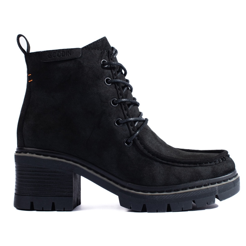 Botins femininos pretos com salto largo da Shelovet