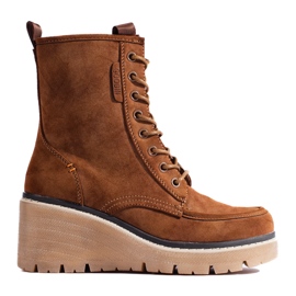 Goodin Bota com cadarço Shelovet Camel castanho