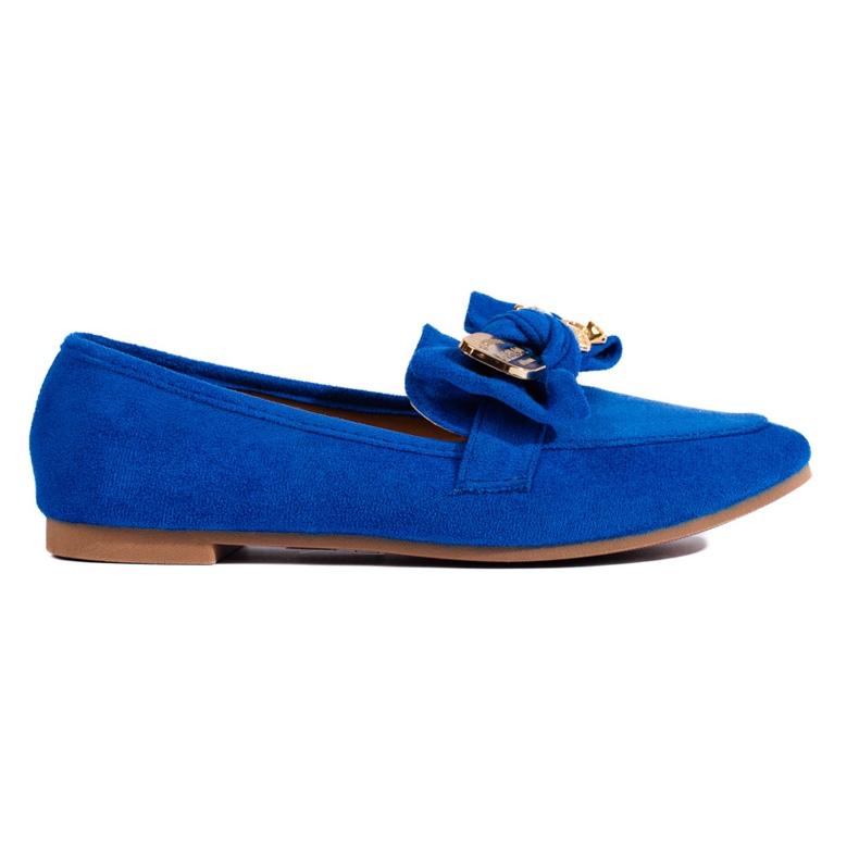 Mocassins femininos de camurça azul Shelovet