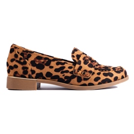 Mocassins femininos de camurça leopardo Shelovet bege