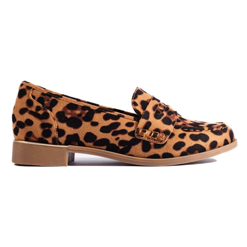 Mocassins femininos de camurça leopardo Shelovet bege