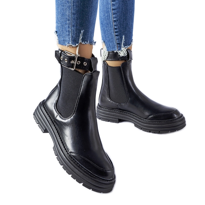 Botas pretas com fivela decorativa da Jonesboro preto