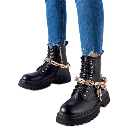 Inna Botas pretas com corrente de boliche preto Inna Botas pretas com corrente de boliche preto