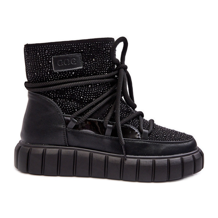 Botas de neve isoladas decoradas com strass GOE MM2N4080 pretas preto