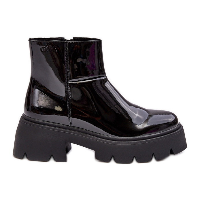 Botas femininas de couro envernizado GOE MM2N4058 pretas preto