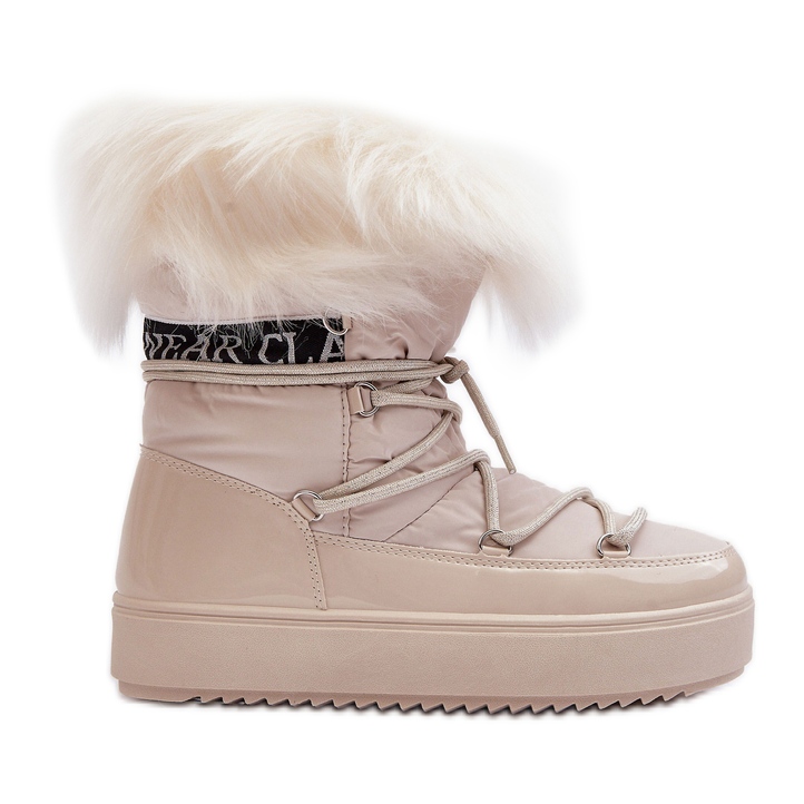 PS1 Botas de neve femininas com cadarço bege claro Santero
