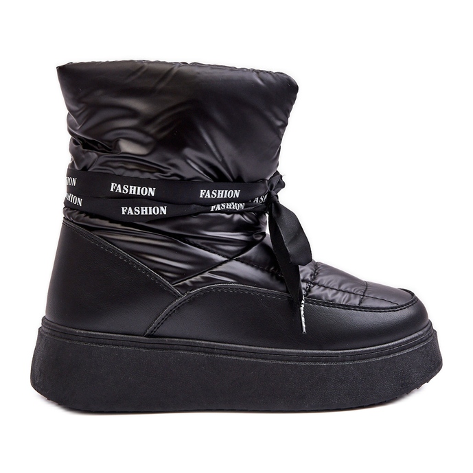 PS1 Botas de neve femininas com cadarço decorativo preto Siracna