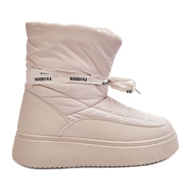 PS1 Botas femininas de neve com cadarço decorativo, bege claro Siracna