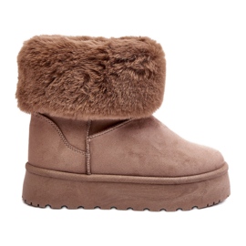 PS1 Botas de neve femininas bege Rainsa com pele