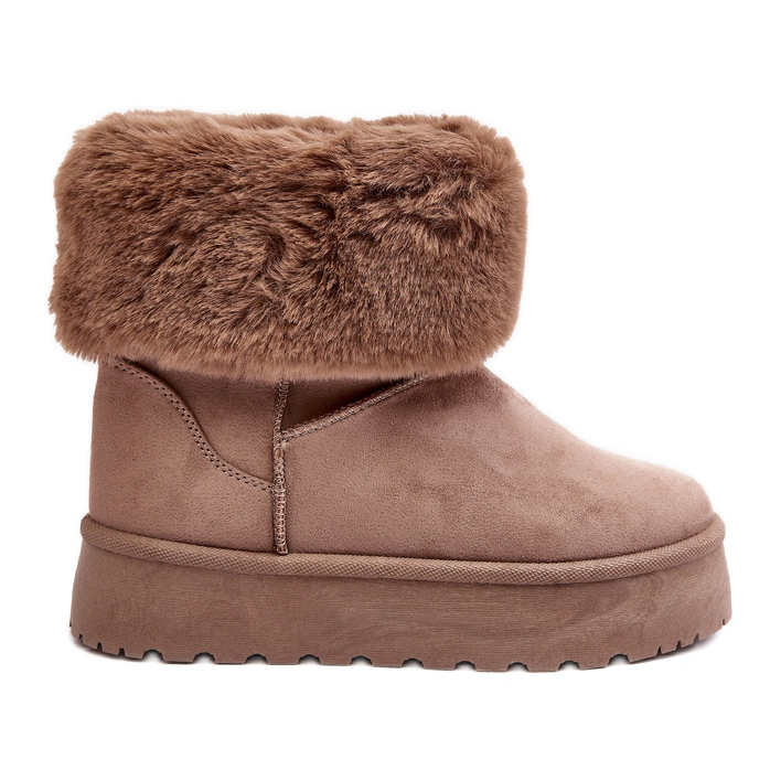 PS1 Botas de neve femininas bege Rainsa com pele