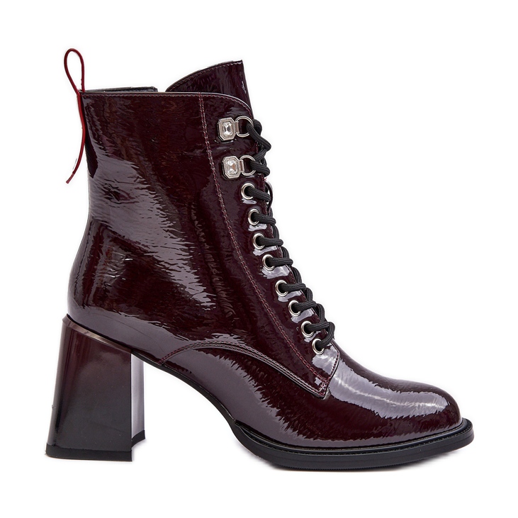 Botins de salto alto envernizados cor de vinho S.Barski MR870-06 vermelho