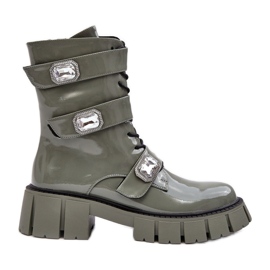 Botas de trabalho femininas verdes envernizadas S.Barski MR870-61