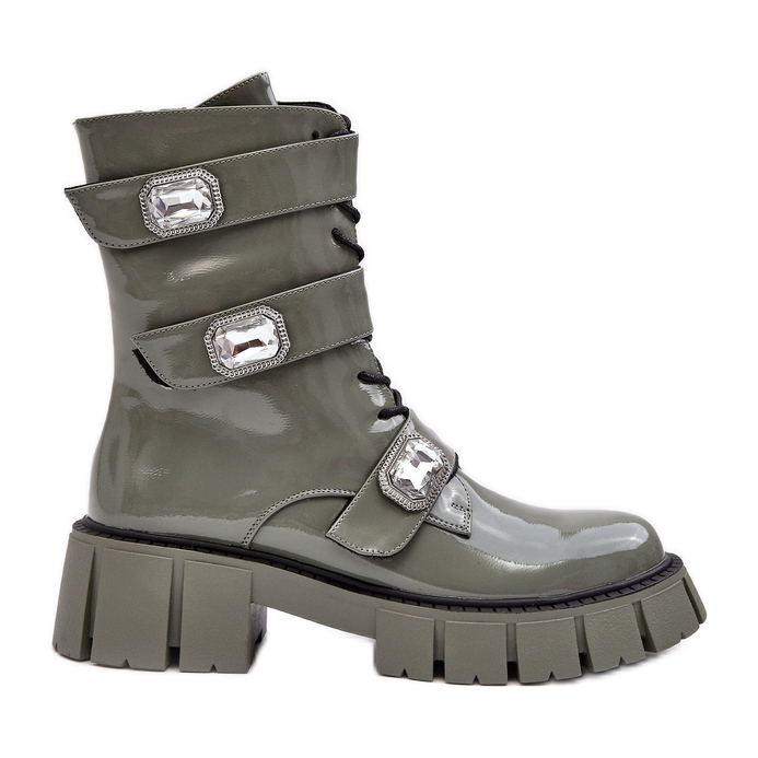 Botas de trabalho femininas verdes envernizadas S.Barski MR870-61