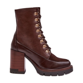 Vinceza Botins maciços com atacadores castanho Lathia castanho