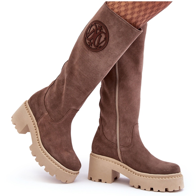 Lewski Shoes Botas acima do joelho em camurça feminina marrom Lewski 3367 castanho