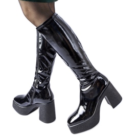 Inna Botas pretas de salto alto Fecteau envernizadas preto