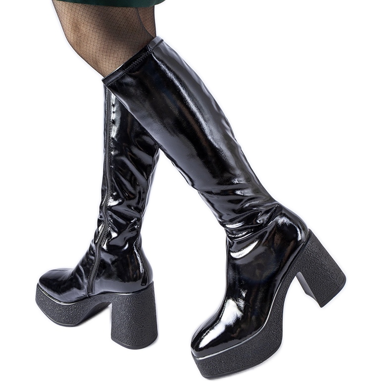 Inna Botas pretas de salto alto Fecteau envernizadas preto