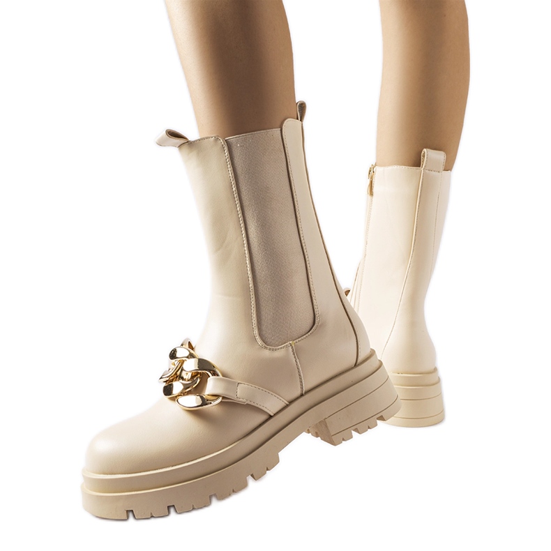 Botins bege com corrente de Thierry