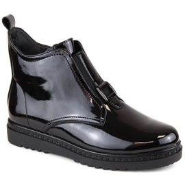 Vinceza W JAN259 botins planos pretos com isolamento envernizado Vinceza W JAN259 botins planos pretos com isolamento envernizado