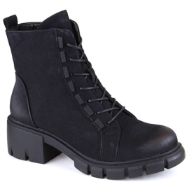 Botins isolados com cadarço e zíper Jezzi W JEZ422A, preto
