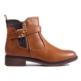 Botas curtas marrons com salto plano da Shelovet castanho marrom