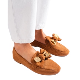 Mocassins femininos de camurça marrom Shelovet