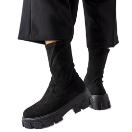 Inna Botins de camurça e meia pretos da Pancrazio eco-suede