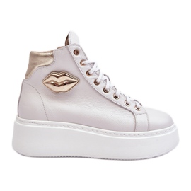 Tênis feminino com zíper alto Lemar Branco Katerin