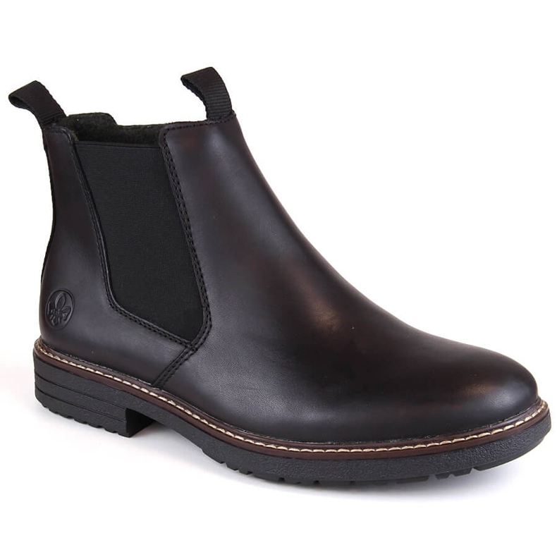 Botas Chelsea masculinas confortáveis ​​de couro, com isolamento preto, Rieker 33180-00
