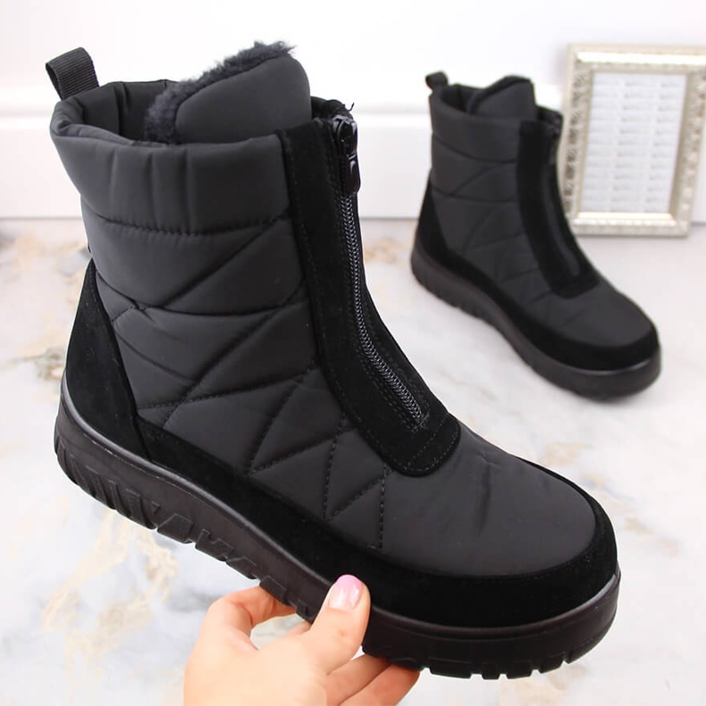 Botas femininas de neve pretas isoladas com zíper T.Sokolski Z23-348 preto