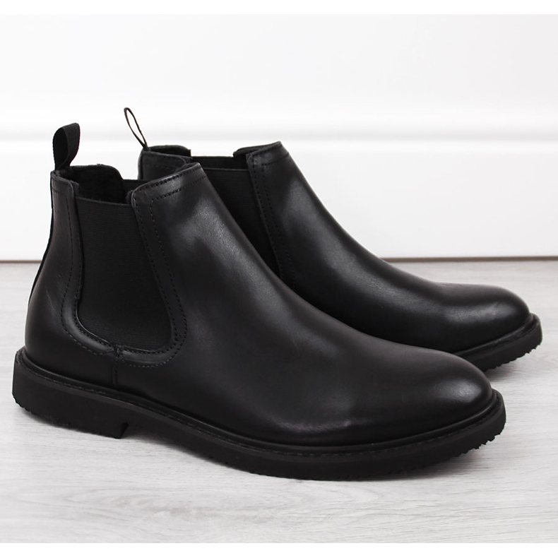 Botins masculinos de couro, isolados, pretos T.Sokolski Z23-314