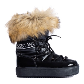 Vinceza Botas de neve Shelovet pretas com pele preto Vinceza Botas de neve Shelovet pretas com pele preto