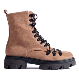 Botas de trabalho marrons em camurça, Vinceza. bege Botas de trabalho marrons em camurça, Vinceza. bege