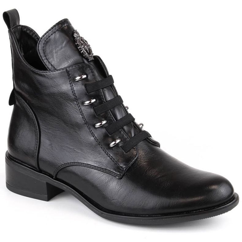 Botins isolados de salto baixo Jezzi W JEZ412A, preto
