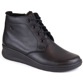 Botas confortáveis de couro de inverno com cunha Helios W H584A, pretas preto Botas confortáveis de couro de inverno com cunha Helios W H584A, pretas preto