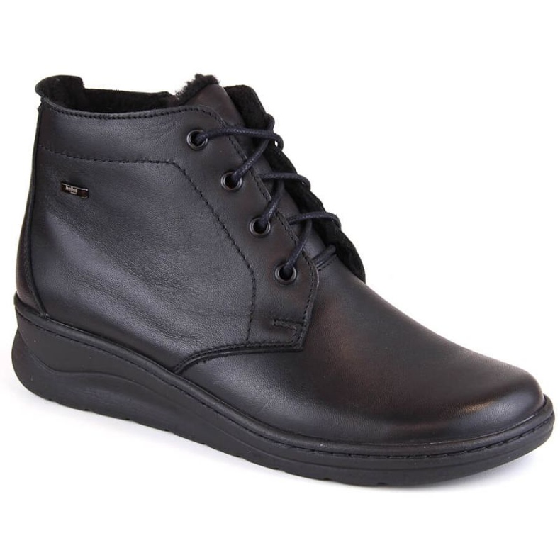 Botas confortáveis ​​de couro de inverno com cunha Helios W H584A, pretas preto