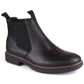 Botas confortáveis de couro com isolamento Rieker M RKR634 pretas preto Botas confortáveis de couro com isolamento Rieker M RKR634 pretas preto