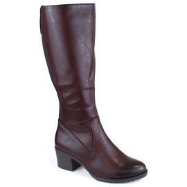 M. DASZYŃSKI Botas femininas de salto alto com elásticos, quentes, bordô M.Daszyński SA128-36 vermelho M. DASZYŃSKI Botas femininas de salto alto com elásticos, quentes, bordô M.Daszyński SA128-36 vermelho