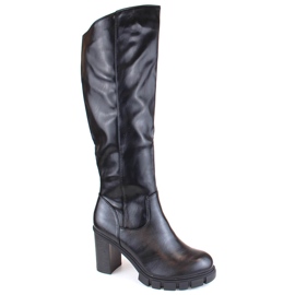 M. DASZYŃSKI Botas femininas de salto alto e plataforma, isoladas, pretas, M.Daszyński SA218-4 preto