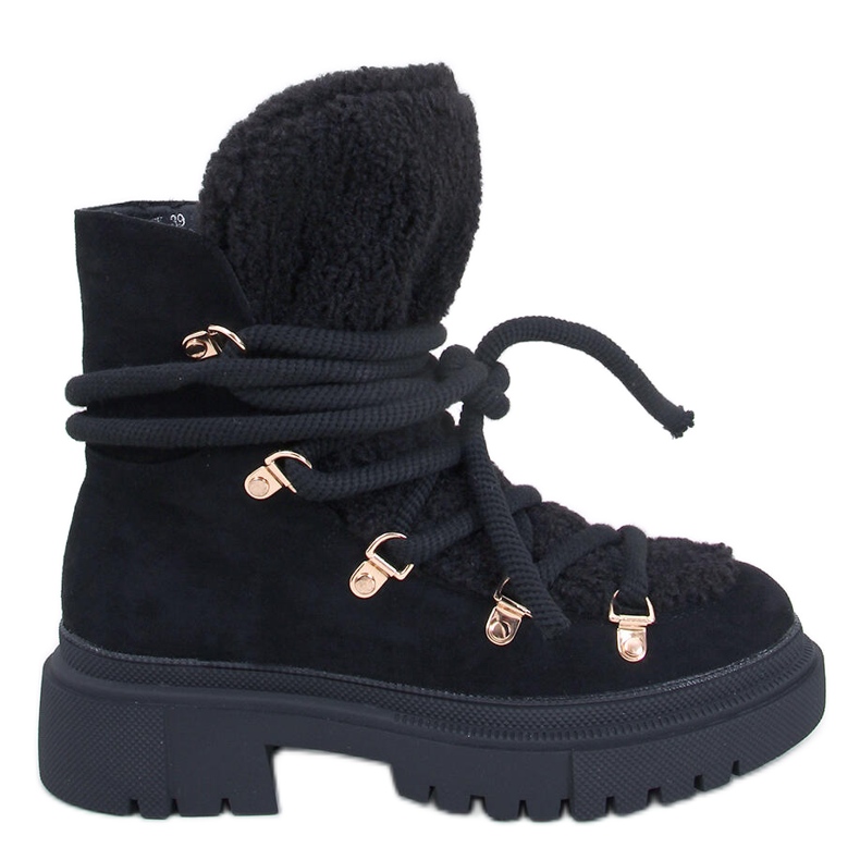 Botas de neve de pele de carneiro Shea Black preto