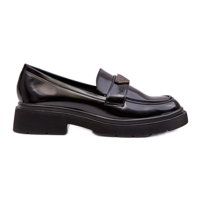 Mocassins femininos de salto plano preto Venla