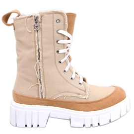 Botins Vaugh Beige em lona com protetor bege