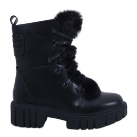 Melvin Botins pretos com cadarço e pele Melvin Botins pretos com cadarço e pele