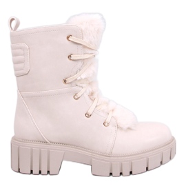 Botins Melvin Beige com cadarço e pele bege