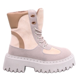 Stiles Botins plataforma bege com cadarço Stiles Botins plataforma bege com cadarço