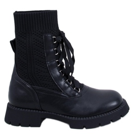 Botas de cano curto com suéter preto Tierr