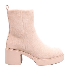 Botins de salto estável Ruffin Beige bege